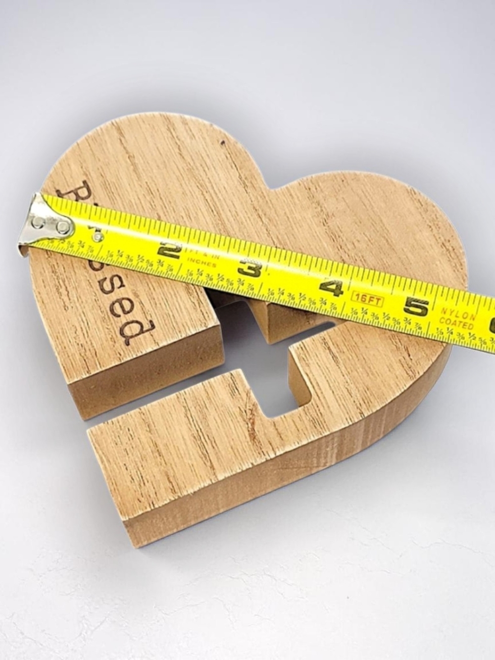 Faith Blessed Love Heart Stackable Wood Decor - White and Natural - Picture 9 of 10